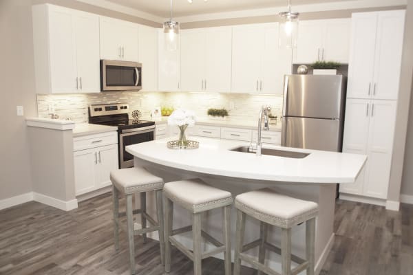 Beautiful kitchen with breakfast bar at Greyson on 27 in Nicholasville, Kentucky