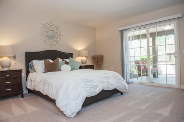 Beautiful bright bedroom at Westmont Village in Riverside, California