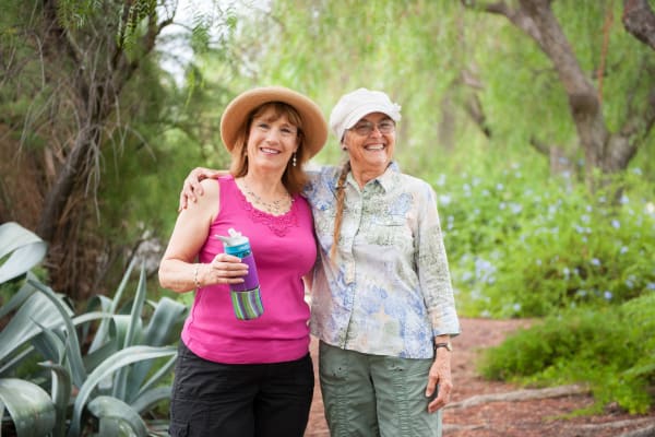 Mother and daughter walking at Westmont Village in Riverside, California