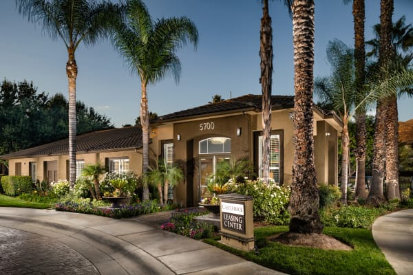 Exterior of the Castlerock at Sycamore Highlands in Riverside, California leasing office