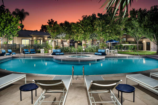 Swimming pool at Castlerock at Sycamore Highlands in Riverside, California