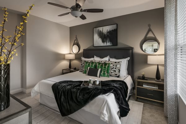 Wonderful master bedroom at The Halsten at Chauncey Lane in Scottsdale, Arizona