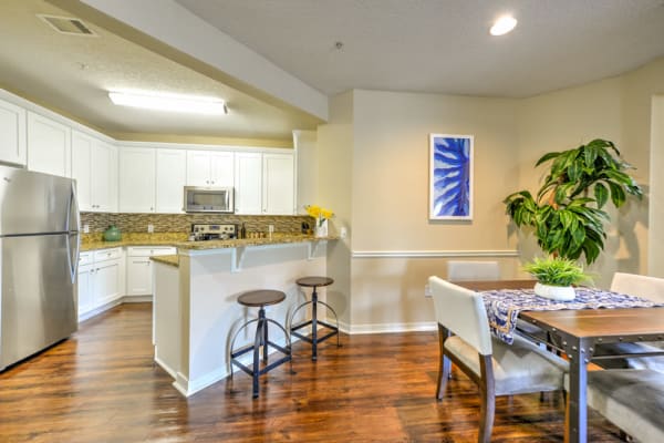 Modern kitchen and dining area at Ocean Park of Ponte Vedra in Jacksonville Beach, Florida