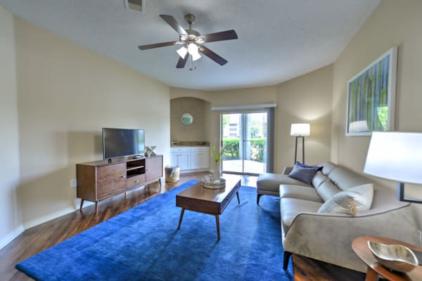 Bright, well decorated living room at Ocean Park of Ponte Vedra in Jacksonville Beach, Florida