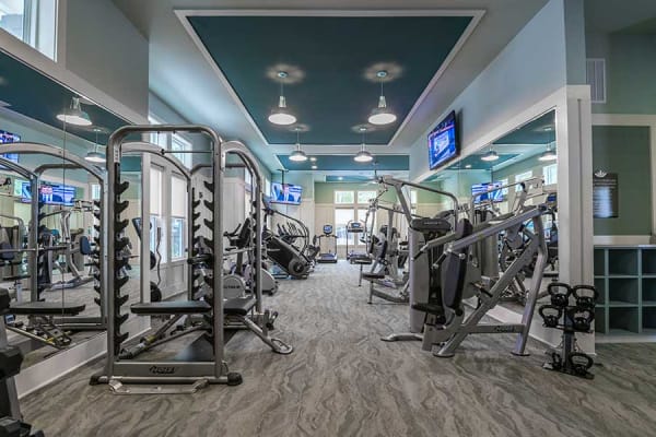 Fully equipped fitness center at Alaqua in Jacksonville, Florida