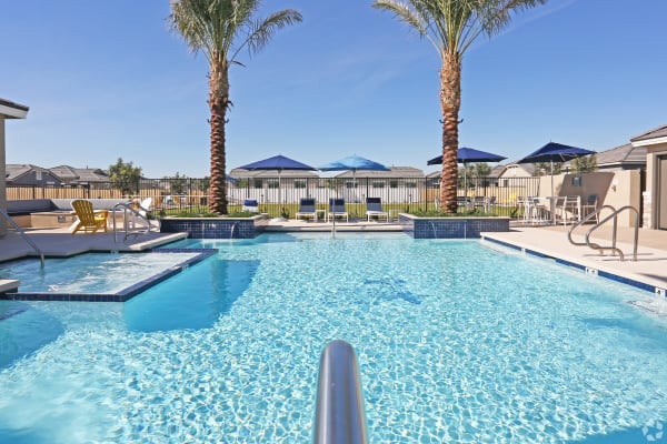 Heated community pool and spa at Christopher Todd Communities On Mountain View in Surprise, Arizona
