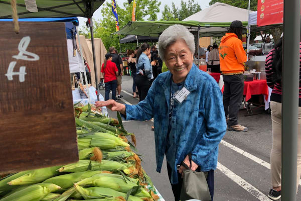 A resident at a market near Nikkei Manor in Seattle, Washington