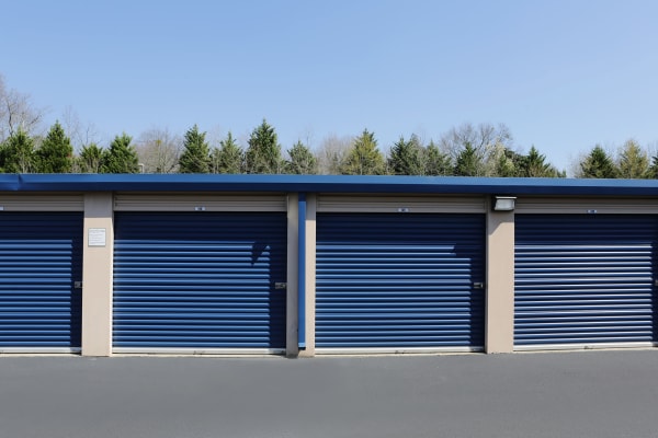 Storage units with purple doors at Midgard Self Storage in Springfield, Tennessee