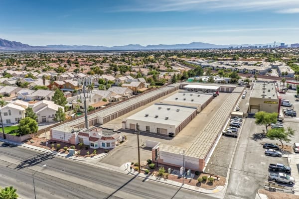 Aerial view of the Crown Self Storage in North Las Vegas, Nevada facility 