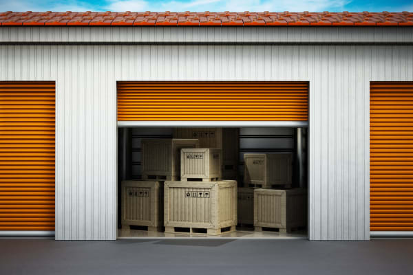 Orange self storage units at Monster Self Storage in Charleston, South Carolina