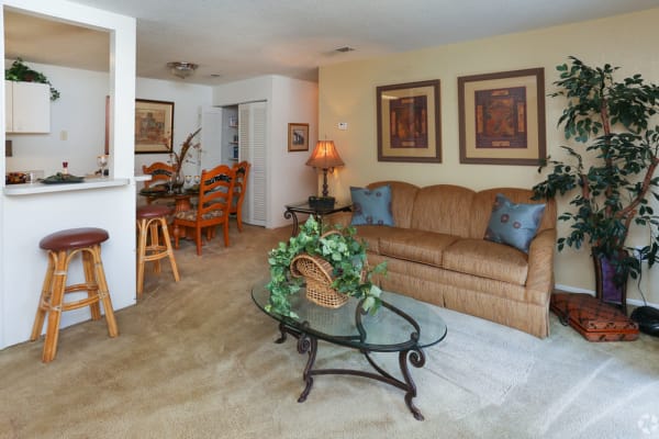 Take a virtual tour of a 2 bedroom, 1 bath floor plan at Pointe Sienna Apartment Homes in Jacksonville, Florida