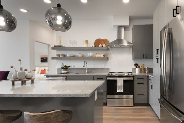 Gourmet kitchens with stainless-steel appliances at The Piedmont in Tempe, Arizona