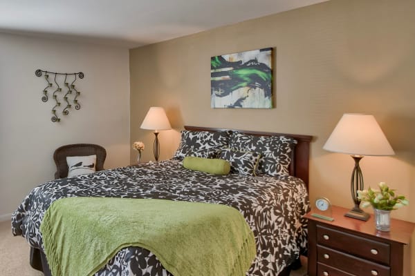 cozy bedroom at Brookside Village Apartments in Virginia Beach, Virginia