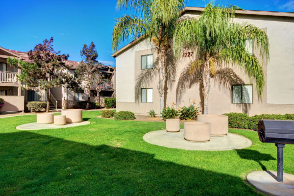 Well landscaped location with nice palm trees at Oro Vista Villas in San Diego, California