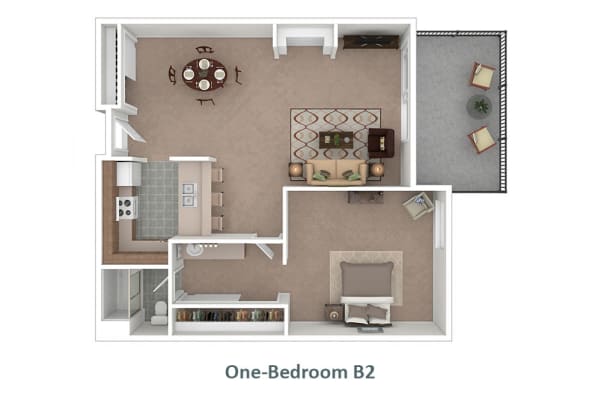 One-Bedroom floor plan B2 at Village Pointe