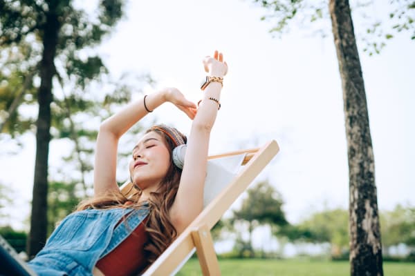 A resident relaxing in a park near Haven Hill Exchange in Atlanta, Georgia