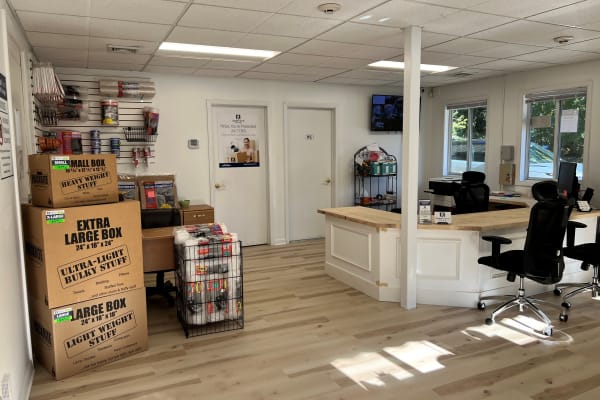 Boxes and moving supplies at East Hampton self storage
