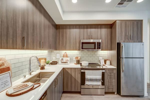 Ultra-modern kitchen in a model apartment at Westlook in Reno, Nevada