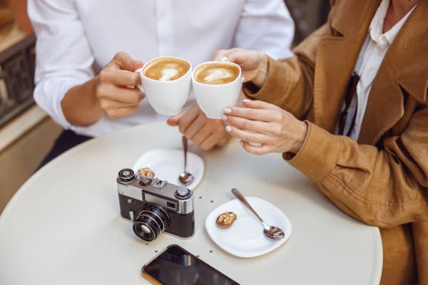 Residents drinking coffee near Isles in Roseville, California