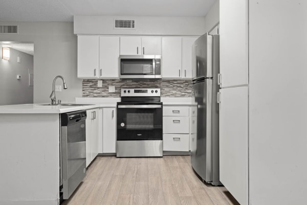 Modern kitchen with appliances at Sedona Ridge in Las Vegas, Nevada