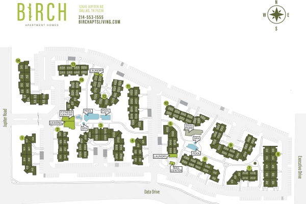 Community Site Map of Birch Apartment Homes 