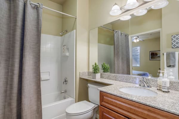 Bathroom with a large counter at Castellino at Laguna West in Elk Grove, California