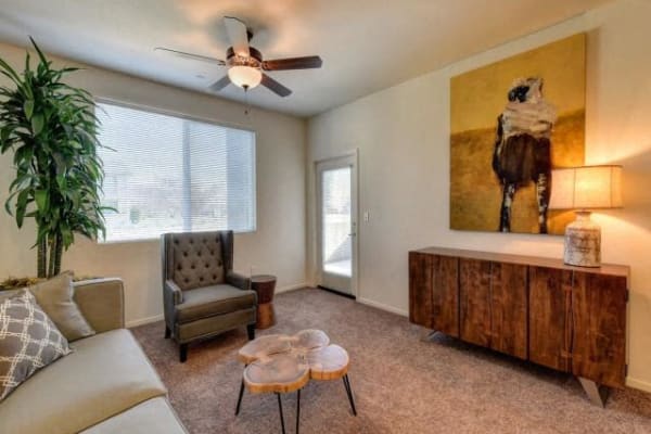 Comfortable living room at Eaton Village in Chico, California