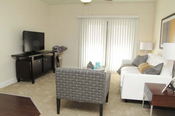Living room at The Oaks At Hackberry in Sacramento, California