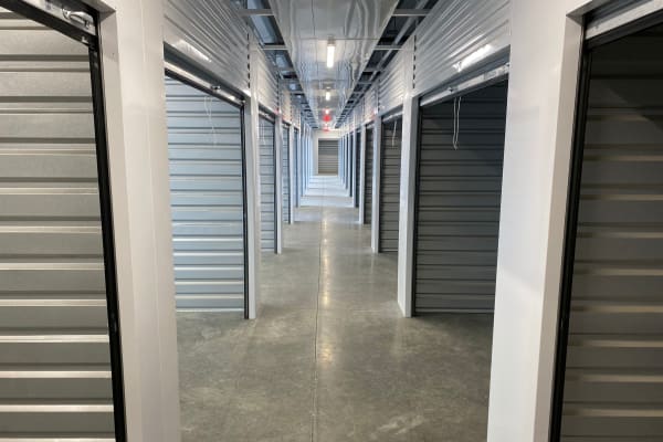 Well-lit hallways at Superior Self Storage in Granite Bay, California