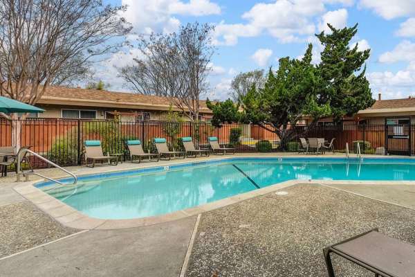 Outdoor swimming pool at Cherry Blossom Apartments in Sunnyvale, California
