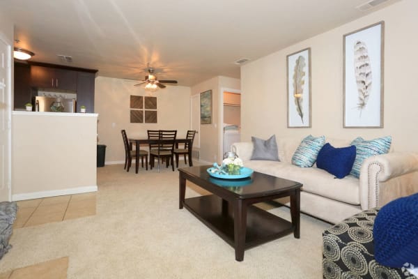 Modern livingroom in a model apartment at Castellino at Laguna West in Elk Grove, California