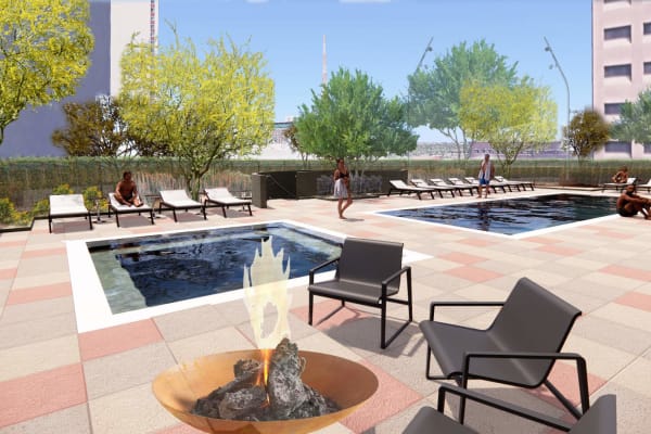Render of our swimming pool at PALMtower in Phoenix, Arizona