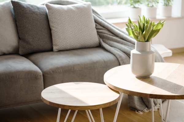 Comfortable living room at Polo Run Apartments in Stockton, California