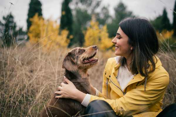Resident and her dog at Polo Run Apartments in Stockton, California