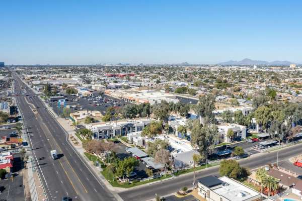 Aerial view of the surroundings at 544 Southern Apartments in Mesa,Arizona