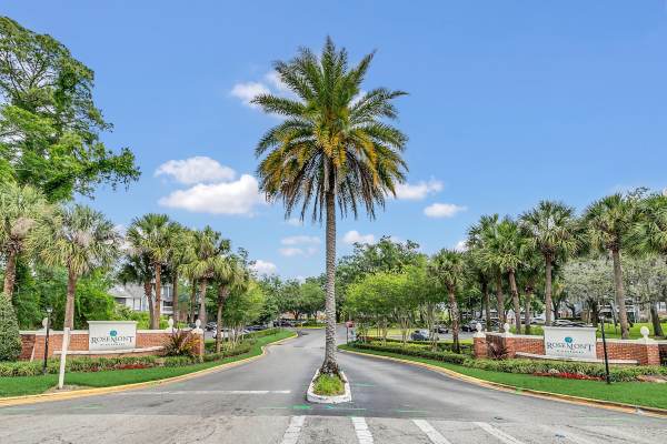 Entrance of the community with a sign board at Rosemont Windermere in Orlando, Florida
