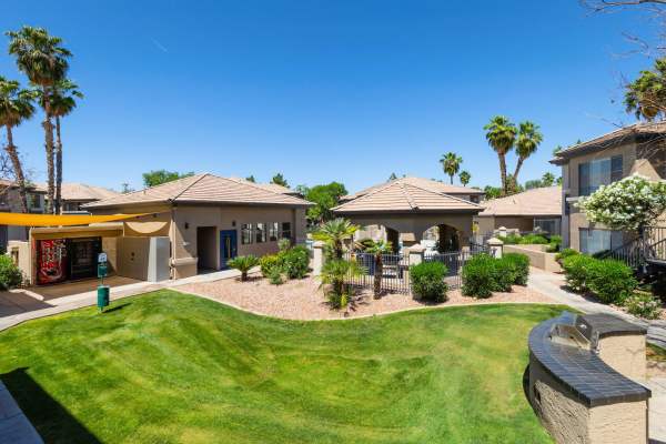 Garden view of the building at Sol District in Phoenix, Arizona