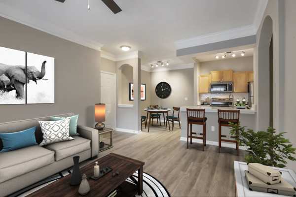 Living room with hard flooring at The Legends At ChampionsGate in ChampionsGate, Florida