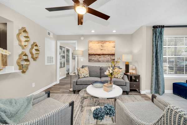Modern living room at The Summit At Metrowest in Orlando, Florida