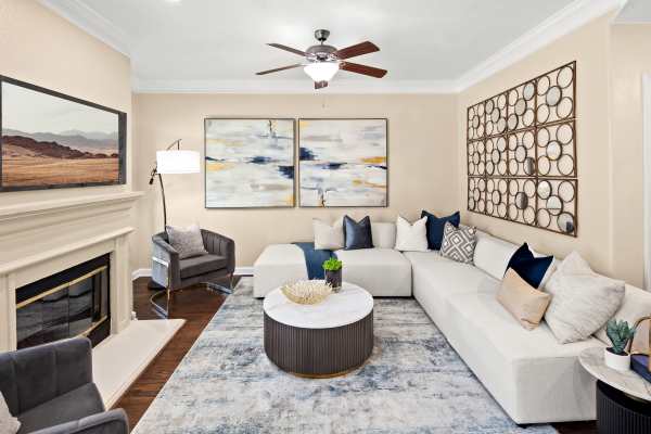Living room at Villas at Parkside in Farmers Branch, Texas