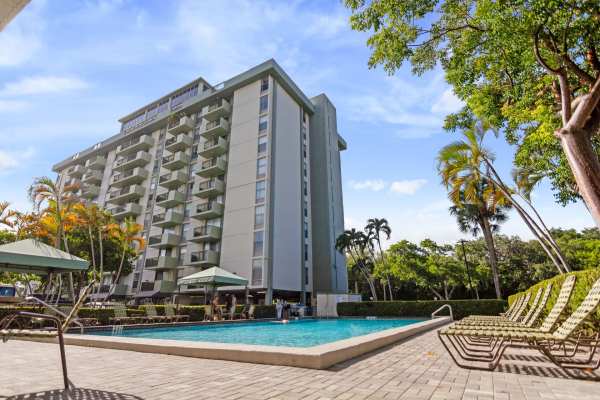 Front view of the apartment building at Forest Place in North Miami, Florida