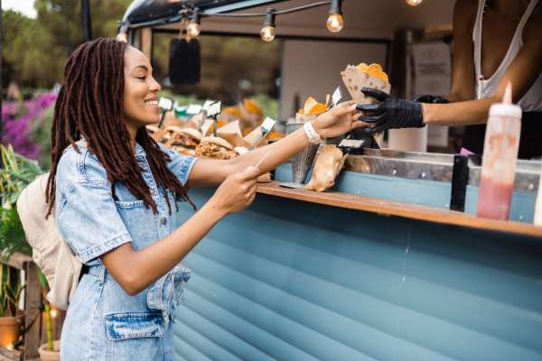 Resident at a food truck near Shannon Park in Goose Creek, South Carolina