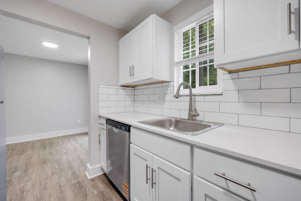Kitchen with window at Valley Brook Townhomes in Rochester, New York