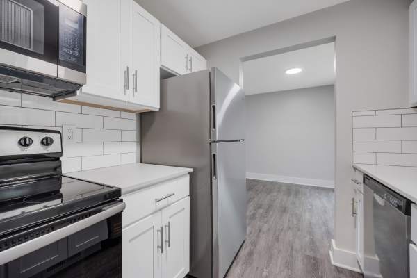 Kitchen with stainless-steel  appliance at Valley Brook Townhomes in Rochester, New York 
