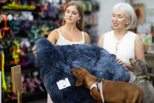Residents shopping with their pet at a nearby pet-store in downtown Kenosha, WI.