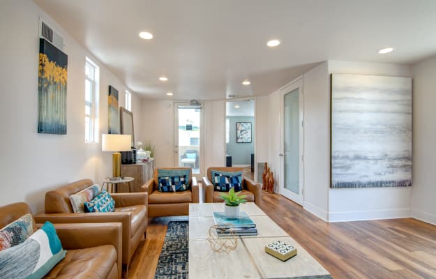 Exterior view of our beautiful apartments at Villas at Carlsbad in Carlsbad, CA
