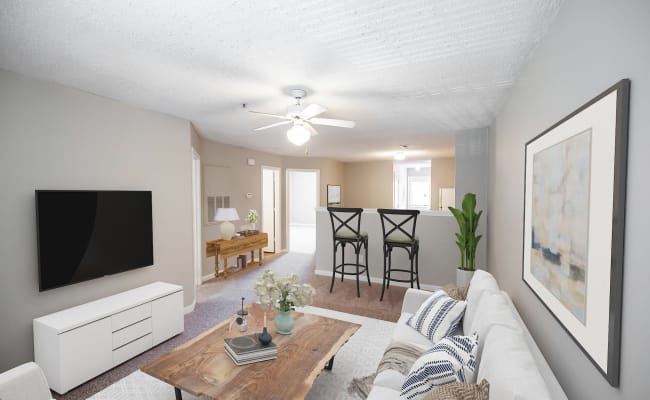 Living Room at Kannan Station Apartment Homes in Kannapolis, North Carolina