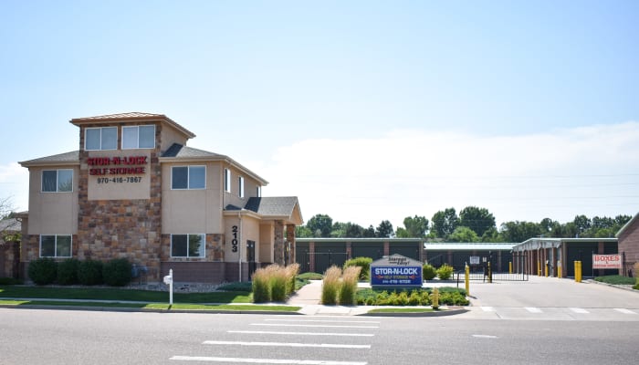 A view from the road of a STOR-N-LOCK Self Storage location front office