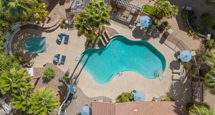 Aerial pool photo at Borrego at Spectrum in Gilbert, Arizona
