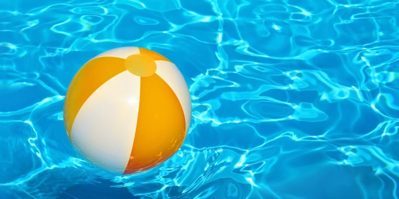 Beach ball in pool at Bruns Park in Port Hueneme, California